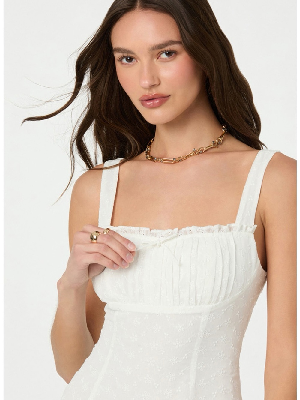 Astr The Label White Eyelet Square Neck Dress